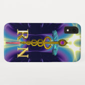 GOLD CADUCEUS GEREGISTREERD NURSE SYMBOL Paars Blu Case-Mate iPhone Case (Achterkant (horizontaal))