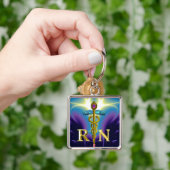GOLD CADUCEUS GEREGISTREERD NURSE SYMBOL Paars Blu Sleutelhanger (Hand)