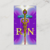 GOLD CADUCEUS GEREGISTREERD NURSE SYMBOL Paars Blu Visitekaartje (Achterkant)