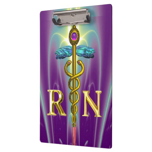 GOLD CADUCEUS GEREGISTREERD NURSE SYMBOL Paars Gre Klembord (Links)