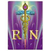 GOLD CADUCEUS GEREGISTREERD NURSE SYMBOL Paars Gre Klembord (Achterkant)