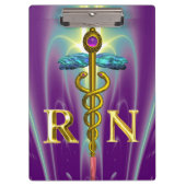 GOLD CADUCEUS GEREGISTREERD NURSE SYMBOL Paars Gre Klembord (Voorkant)