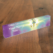 GOLD CADUCEUS GEREGISTREERD NURSE SYMBOL Paars Gre Naambordje (Zijkant)