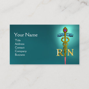 GOLD CADUCEUS GEREGISTREERD NURSE SYMBOL Pink Blue Visitekaartje