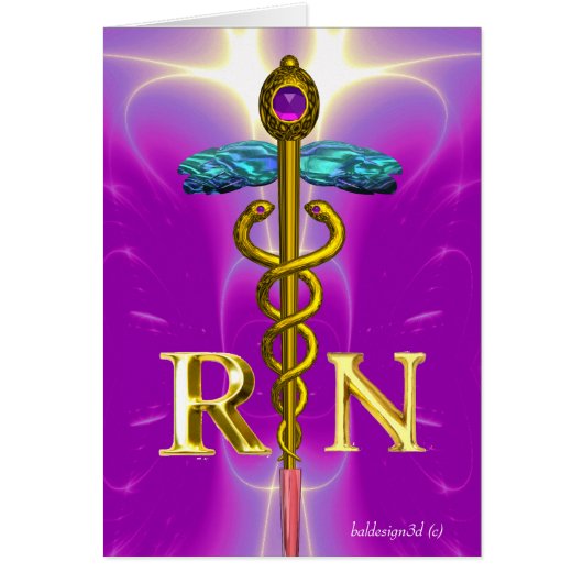 GOLD CADUCEUS GEREGISTREERD NURSE SYMBOL Pink Fuch (Voorkant)
