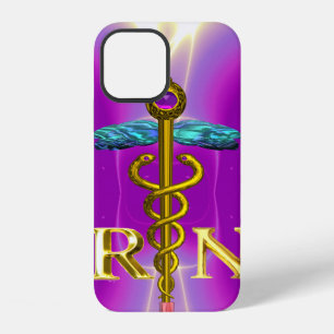 GOLD CADUCEUS GEREGISTREERD NURSE SYMBOL Pink Fuch iPhone 12 Hoesje