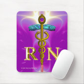 GOLD CADUCEUS GEREGISTREERD NURSE SYMBOL Pink Fuch Muismat (Met muis)