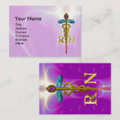 GOLD CADUCEUS GEREGISTREERD NURSE SYMBOL Pink Fuch Visitekaartje (Voorkant / Achterkant)
