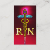GOLD CADUCEUS GEREGISTREERD NURSE SYMBOL Red Visitekaartje (Achterkant)