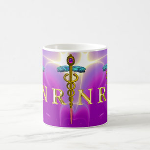 GOLD CADUCEUS GEREGISTREERD NURSE SYMBOL Roze Paar Koffiemok