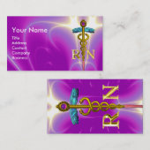 GOLD CADUCEUS GEREGISTREERD VERPLEEGKUNDIG SYMBOOL VISITEKAARTJE (Voorkant / Achterkant)