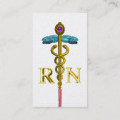 GOLD CADUCEUS GEREGISTREERD VERPLEEGKUNDIG SYMBOOL VISITEKAARTJE (Achterkant)