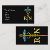 GOLD CADUCEUS GEREGISTREERD VERPLEEGKUNDIG SYMBOOL VISITEKAARTJE (Voorkant / Achterkant)