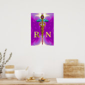 GOLD CADUCEUS GEREGISTREERD VERRASSINGSSYMBOL, Roz Poster (Keuken)