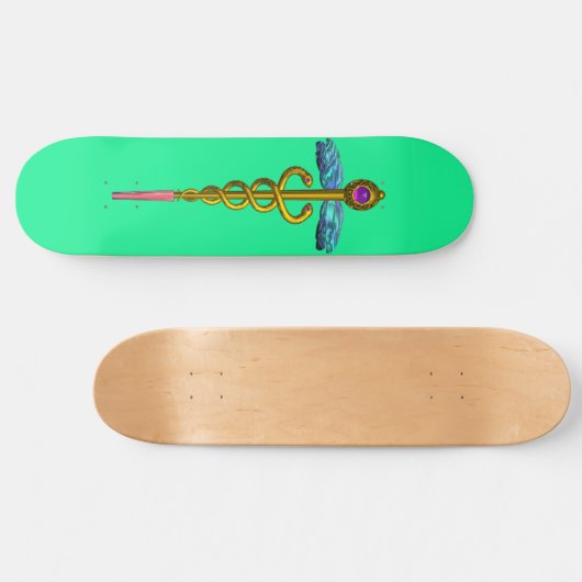 GOLD CADUCEUS, groen Persoonlijk Skateboard (Horizontaal)