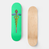 GOLD CADUCEUS, groen Persoonlijk Skateboard (Voorkant)
