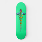 GOLD CADUCEUS, groen Persoonlijk Skateboard (Voorkant)