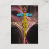 GOLD CADUCEUS IN ANTIEK PINKBROEIENDE LICHTWAVELS VISITEKAARTJE (Achterkant)