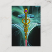 GOLD CADUCEUS IN GROENE BLAUWGROEN LICHTWAVELS VISITEKAARTJE (Achterkant)