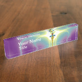GOLD CADUCEUS, levendige paarse ametyst Naambordje (Zijkant)