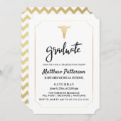 Gold Caduceus Medical Afstuderen Elegant Gold Kaart (Voorkant / Achterkant)