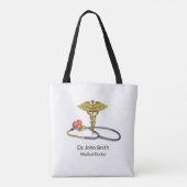 Gold Caduceus & Medical Stethoscope with Heart Tote Bag (Achterkant)