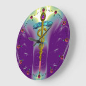 GOLD CADUCEUS Medical Symbol Purple Green Teal Grote Klok (Hoek)