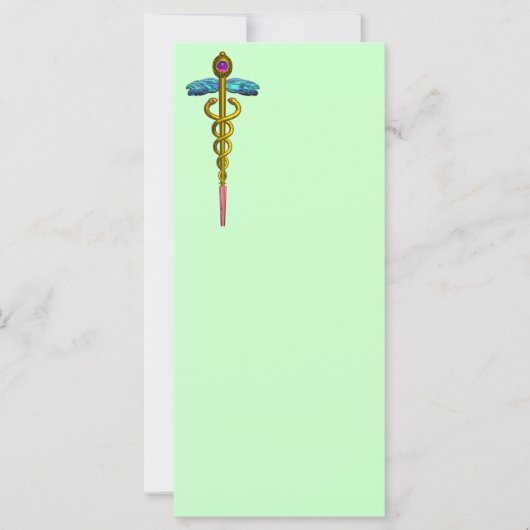 GOLD CADUCEUS Medical Symbool Paars Groen Violet (Voorkant)