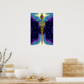 GOLD CADUCEUS Medical Symbool Paarse Blauwe Waves Poster (Keuken)