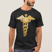 Gold Caduceus Medical Symbool  T-shirt (Voorkant)
