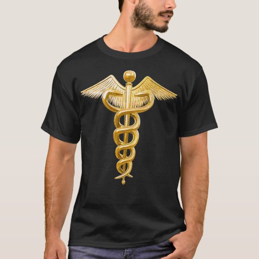Gold Caduceus Medical Symbool  T-shirt (Voorkant)