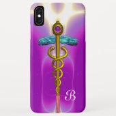 GOLD CADUCEUS MEDISCH MONOGRAM, Roze Fuchsia Case-Mate iPhone Case
