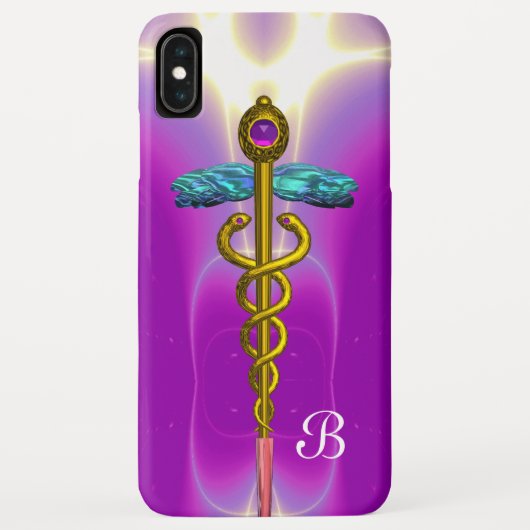 GOLD CADUCEUS MEDISCH MONOGRAM, Roze Fuchsia Case-Mate iPhone Case (Achterkant)