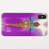 GOLD CADUCEUS MEDISCH MONOGRAM, Roze Fuchsia Case-Mate iPhone Case (Achterkant (horizontaal))