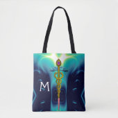 GOLD CADUCEUS MEDISCH SYMBOLMONOGRAM, Blauwgroen b Tote Bag (Voorkant)