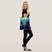 GOLD CADUCEUS MEDISCH SYMBOLMONOGRAM, Blauwgroen b Tote Bag (Op model)