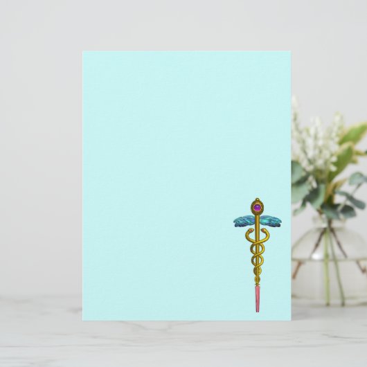 GOLD CADUCEUS MEDISCH SYMBOOL (Staand voorkant)