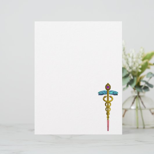 GOLD CADUCEUS MEDISCH SYMBOOL (Staand voorkant)