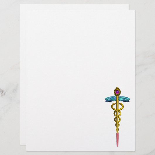 GOLD CADUCEUS MEDISCH SYMBOOL (Voorkant / Achterkant)