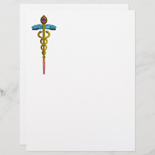 GOLD CADUCEUS MEDISCH SYMBOOL (Voorkant / Achterkant)