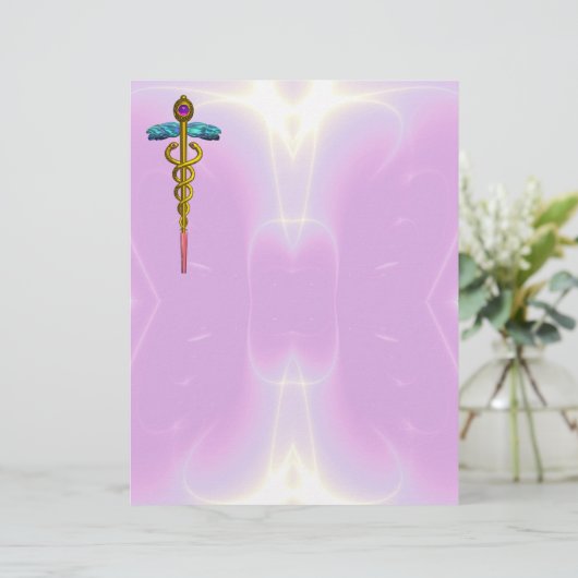 GOLD CADUCEUS MEDISCH SYMBOOL (Staand voorkant)