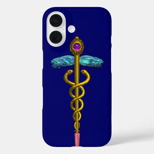 GOLD CADUCEUS MEDISCH SYMBOOL, blauw Case-Mate iPhone Case (Achterkant)