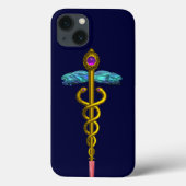 GOLD CADUCEUS MEDISCH SYMBOOL, blauw Case-Mate iPhone Case (Achterkant)