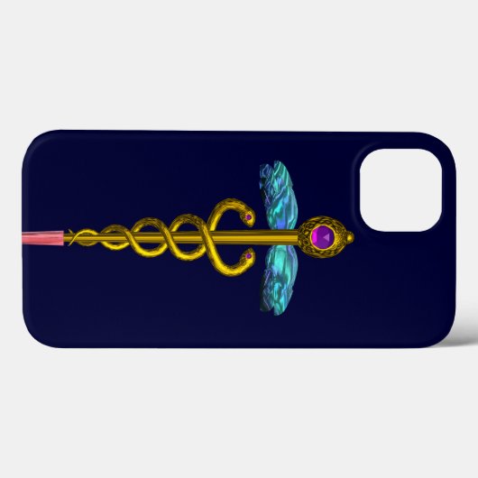 GOLD CADUCEUS MEDISCH SYMBOOL, blauw Case-Mate iPhone Case (Achterkant (horizontaal))