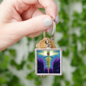 GOLD CADUCEUS MEDISCH SYMBOOL Blauw Paars Sleutelhanger (Hand)