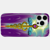GOLD CADUCEUS MEDISCH SYMBOOL, Blauwgroen Groen Pa Case-Mate iPhone Case (Achterkant (horizontaal))