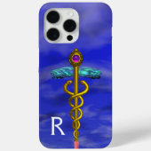 GOLD CADUCEUS MEDISCH SYMBOOL Blue Sky Monogram Case-Mate iPhone Case (Achterkant)