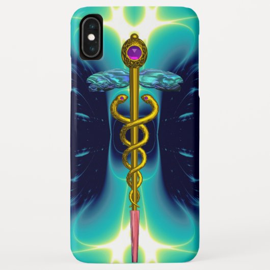 GOLD CADUCEUS MEDISCH SYMBOOL, Blue Turquoise Blau Case-Mate iPhone Case (Achterkant)