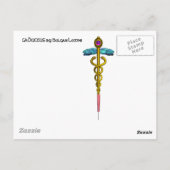 GOLD CADUCEUS MEDISCH SYMBOOL BRIEFKAART (Achterkant)