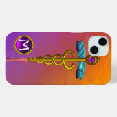 GOLD CADUCEUS MEDISCH SYMBOOL Paars Gem Monogram Case-Mate iPhone Case (Achterkant (horizontaal))